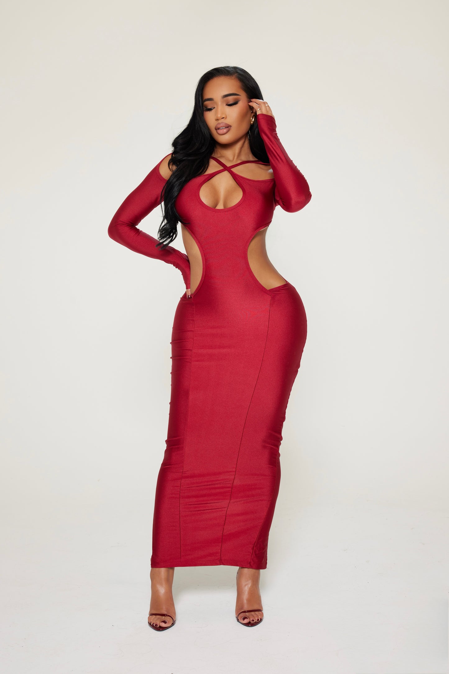 SCULPTED ROUGE DRESS