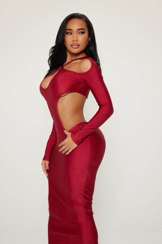 SCULPTED ROUGE DRESS