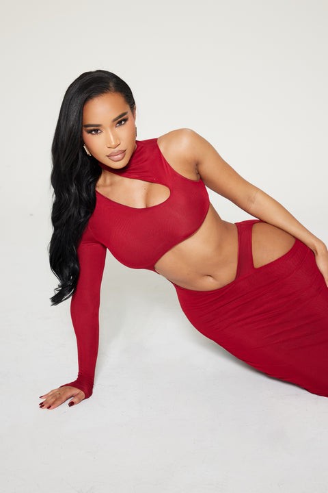 CRIMSON CUT DRESS