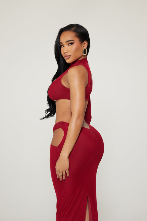 CRIMSON CUT DRESS