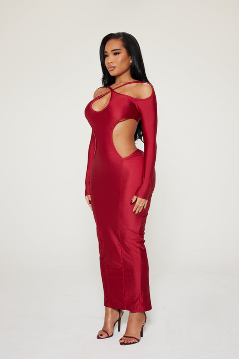 SCULPTED ROUGE DRESS