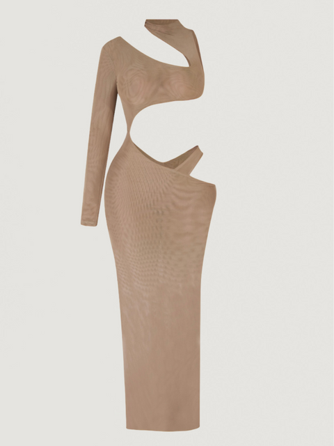 BEIGE CUT OUT DRESS GAL VAULT BEIGE CUT OUT DRESS GAL VAULT