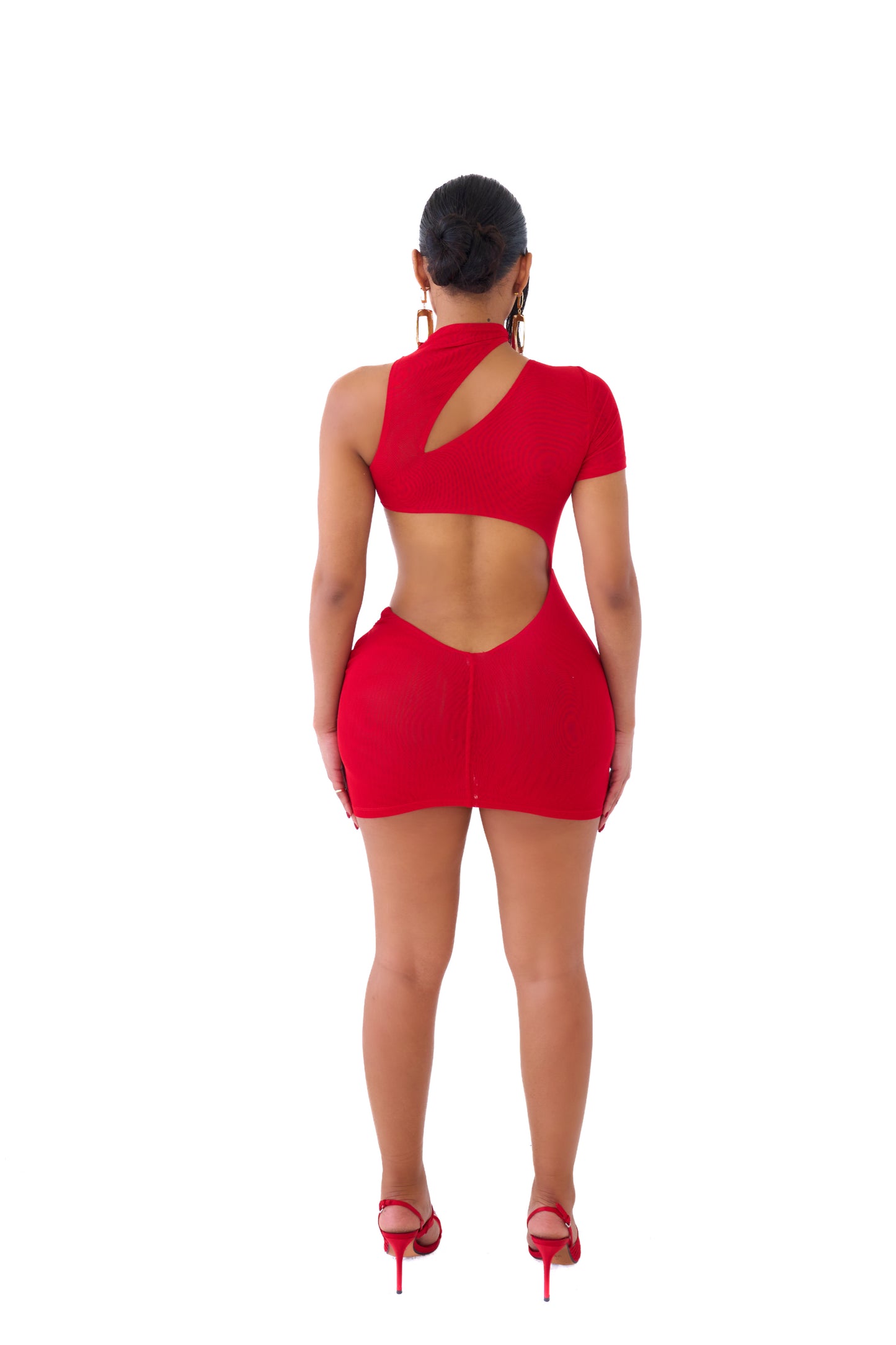 RED CUT OUT MINI DRESS